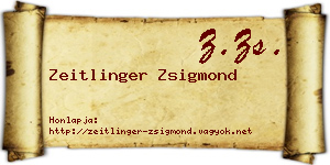 Zeitlinger Zsigmond névjegykártya